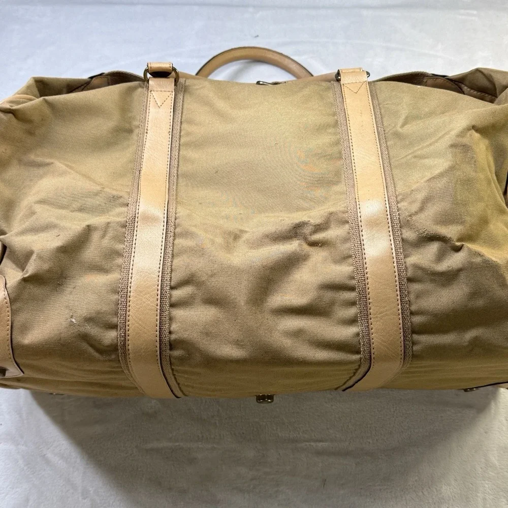 VTG Polo Ralph Lauren Duffle weekender buckle strap large Tan canvas pony